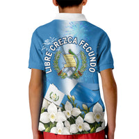 Guatemala Quetzal And Mayan Ruins Kid Polo Shirt Patriotic National Symbols White Orchid Flag