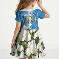 Guatemala Quetzal And Mayan Ruins Kid Short Sleeve Dress Patriotic National Symbols White Orchid Flag