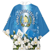 Guatemala Quetzal And Mayan Ruins Kimono Patriotic National Symbols White Orchid Flag