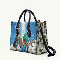Guatemala Quetzal And Mayan Ruins Leather Bag Patriotic National Symbols White Orchid Flag