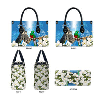 Guatemala Quetzal And Mayan Ruins Leather Bag Patriotic National Symbols White Orchid Flag