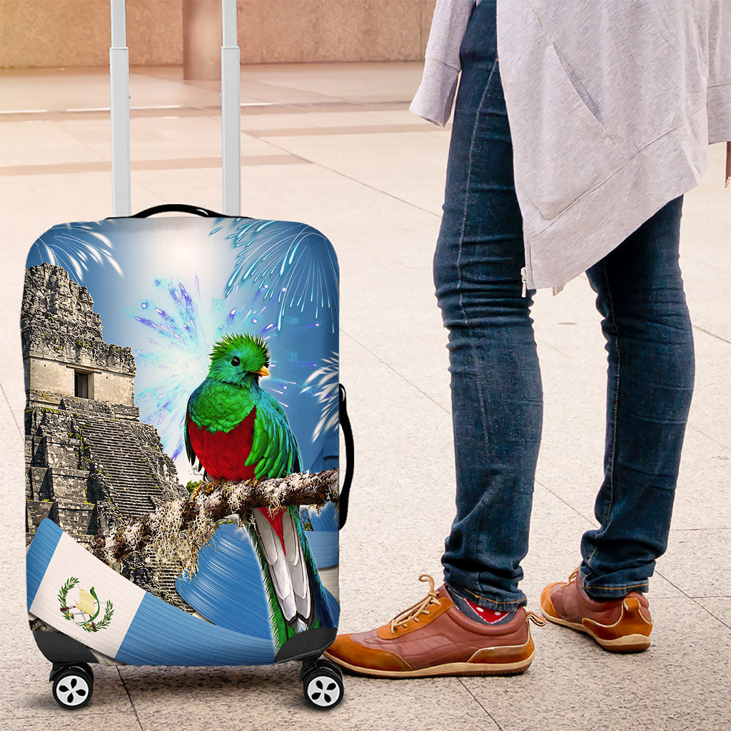 Guatemala Quetzal And Mayan Ruins Luggage Cover Patriotic National Symbols White Orchid Flag