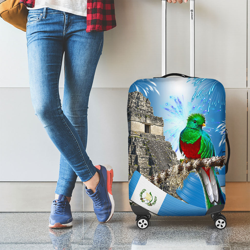 Guatemala Quetzal And Mayan Ruins Luggage Cover Patriotic National Symbols White Orchid Flag