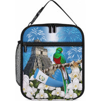 Guatemala Quetzal And Mayan Ruins Lunch Bag Patriotic National Symbols White Orchid Flag