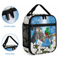 Guatemala Quetzal And Mayan Ruins Lunch Bag Patriotic National Symbols White Orchid Flag