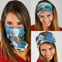 Guatemala Quetzal And Mayan Ruins Neck Gaiter Patriotic National Symbols White Orchid Flag