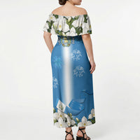 Guatemala Quetzal And Mayan Ruins Off Shoulder Maxi Dress Patriotic National Symbols White Orchid Flag