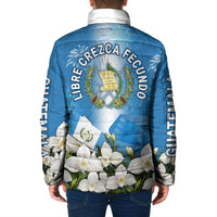 Guatemala Quetzal And Mayan Ruins Padded Jacket Patriotic National Symbols White Orchid Flag
