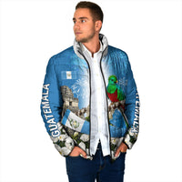 Guatemala Quetzal And Mayan Ruins Padded Jacket Patriotic National Symbols White Orchid Flag