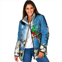 Guatemala Quetzal And Mayan Ruins Padded Jacket Patriotic National Symbols White Orchid Flag