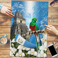 Guatemala Quetzal And Mayan Ruins Puzzle Patriotic National Symbols White Orchid Flag