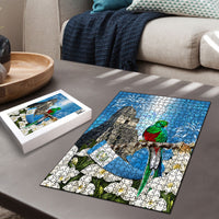 Guatemala Quetzal And Mayan Ruins Puzzle Patriotic National Symbols White Orchid Flag