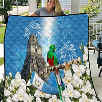 Guatemala Quetzal And Mayan Ruins Quilt Patriotic National Symbols White Orchid Flag