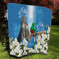 Guatemala Quetzal And Mayan Ruins Quilt Patriotic National Symbols White Orchid Flag
