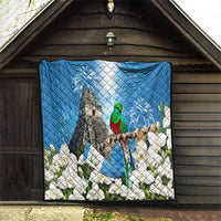 Guatemala Quetzal And Mayan Ruins Quilt Patriotic National Symbols White Orchid Flag