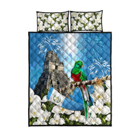 Guatemala Quetzal And Mayan Ruins Quilt Bed Set Patriotic National Symbols White Orchid Flag