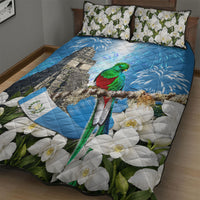 Guatemala Quetzal And Mayan Ruins Quilt Bed Set Patriotic National Symbols White Orchid Flag