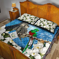 Guatemala Quetzal And Mayan Ruins Quilt Bed Set Patriotic National Symbols White Orchid Flag