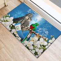 Guatemala Quetzal And Mayan Ruins Rubber Doormat Patriotic National Symbols White Orchid Flag