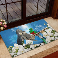 Guatemala Quetzal And Mayan Ruins Rubber Doormat Patriotic National Symbols White Orchid Flag