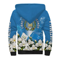 Guatemala Quetzal And Mayan Ruins Sherpa Hoodie Patriotic National Symbols White Orchid Flag