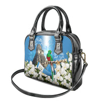 Guatemala Quetzal And Mayan Ruins Shoulder Handbag Patriotic National Symbols White Orchid Flag