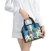 Guatemala Quetzal And Mayan Ruins Shoulder Handbag Patriotic National Symbols White Orchid Flag