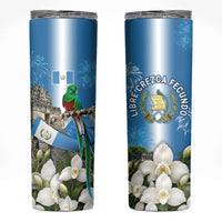 Guatemala Quetzal And Mayan Ruins Skinny Tumbler Patriotic National Symbols White Orchid Flag