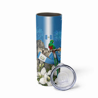 Guatemala Quetzal And Mayan Ruins Skinny Tumbler Patriotic National Symbols White Orchid Flag