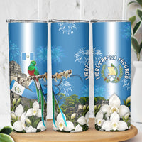 Guatemala Quetzal And Mayan Ruins Skinny Tumbler Patriotic National Symbols White Orchid Flag
