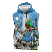 Guatemala Quetzal And Mayan Ruins Sleeveless Hoodie Patriotic National Symbols White Orchid Flag
