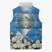 Guatemala Quetzal And Mayan Ruins Sleeveless Puffer Jacket Patriotic National Symbols White Orchid Flag