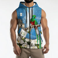 Guatemala Quetzal And Mayan Ruins Sleeveless Zip Hoodie Patriotic National Symbols White Orchid Flag