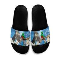Guatemala Quetzal And Mayan Ruins Slide Sandals Patriotic National Symbols White Orchid Flag