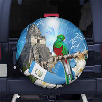Guatemala Quetzal And Mayan Ruins Spare Tire Cover Patriotic National Symbols White Orchid Flag