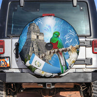 Guatemala Quetzal And Mayan Ruins Spare Tire Cover Patriotic National Symbols White Orchid Flag