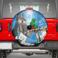Guatemala Quetzal And Mayan Ruins Spare Tire Cover Patriotic National Symbols White Orchid Flag