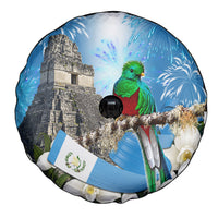 Guatemala Quetzal And Mayan Ruins Spare Tire Cover Patriotic National Symbols White Orchid Flag