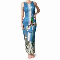 Guatemala Quetzal And Mayan Ruins Tank Maxi Dress Patriotic National Symbols White Orchid Flag