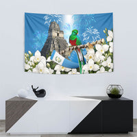 Guatemala Quetzal And Mayan Ruins Tapestry Patriotic National Symbols White Orchid Flag