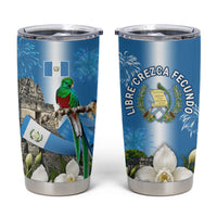 Guatemala Quetzal And Mayan Ruins Tumbler Cup Patriotic National Symbols White Orchid Flag