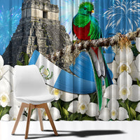 Guatemala Quetzal And Mayan Ruins Window Curtain Patriotic National Symbols White Orchid Flag