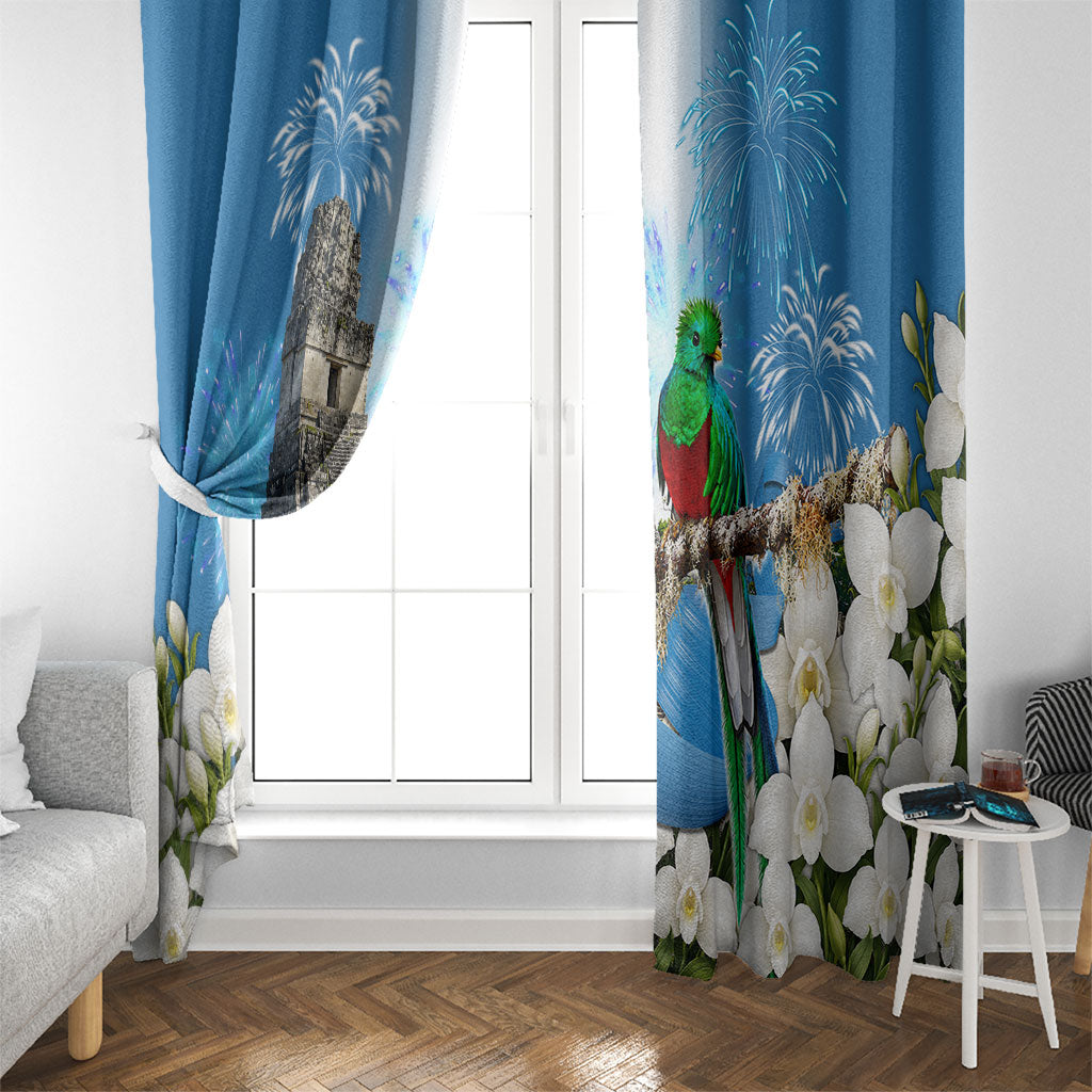 Guatemala Quetzal And Mayan Ruins Window Curtain Patriotic National Symbols White Orchid Flag