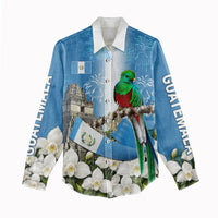 Guatemala Quetzal And Mayan Ruins Women Casual Shirt Patriotic National Symbols White Orchid Flag