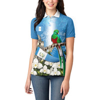 Guatemala Quetzal And Mayan Ruins Women Polo Shirt Patriotic National Symbols White Orchid Flag
