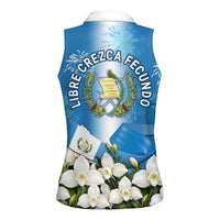 Guatemala Quetzal And Mayan Ruins Women Sleeveless Polo Shirt Patriotic National Symbols White Orchid Flag