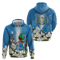 Guatemala Quetzal And Mayan Ruins Zip Hoodie Patriotic National Symbols White Orchid Flag