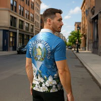 Guatemala Quetzal And Mayan Ruins Zipper Polo Shirt Patriotic National Symbols White Orchid Flag