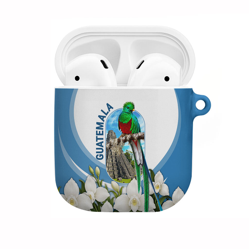 Guatemala AirPods Case Quetzal Mayan Ruins Orchid Flag