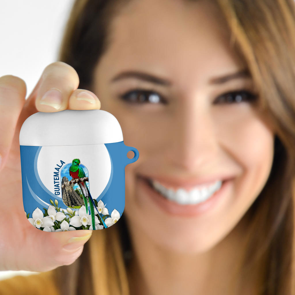 Guatemala AirPods Case Quetzal Mayan Ruins Orchid Flag